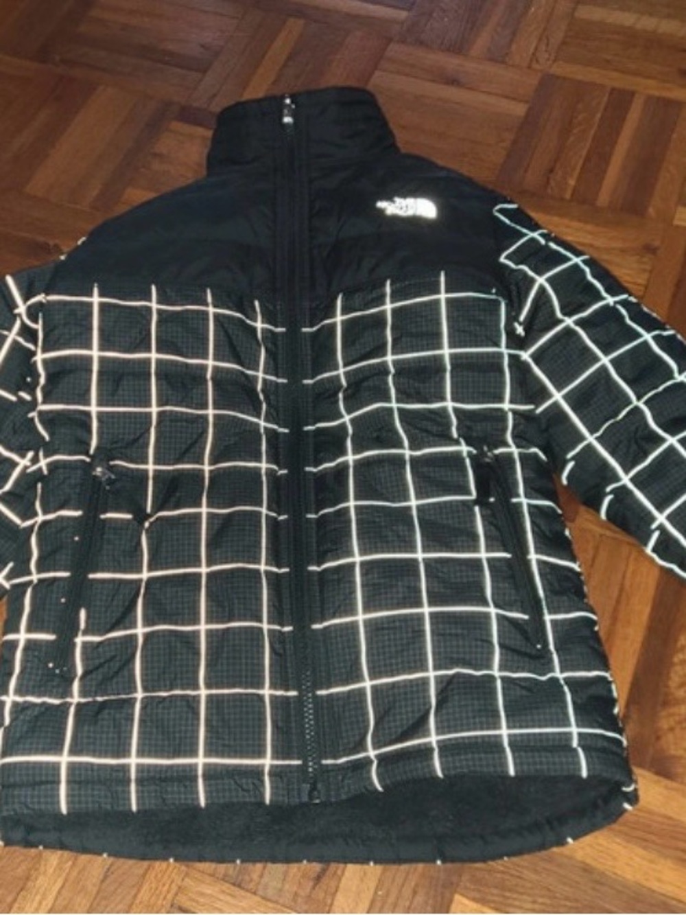 The North Face boys Black Grid-Pattern Insulated Jacket